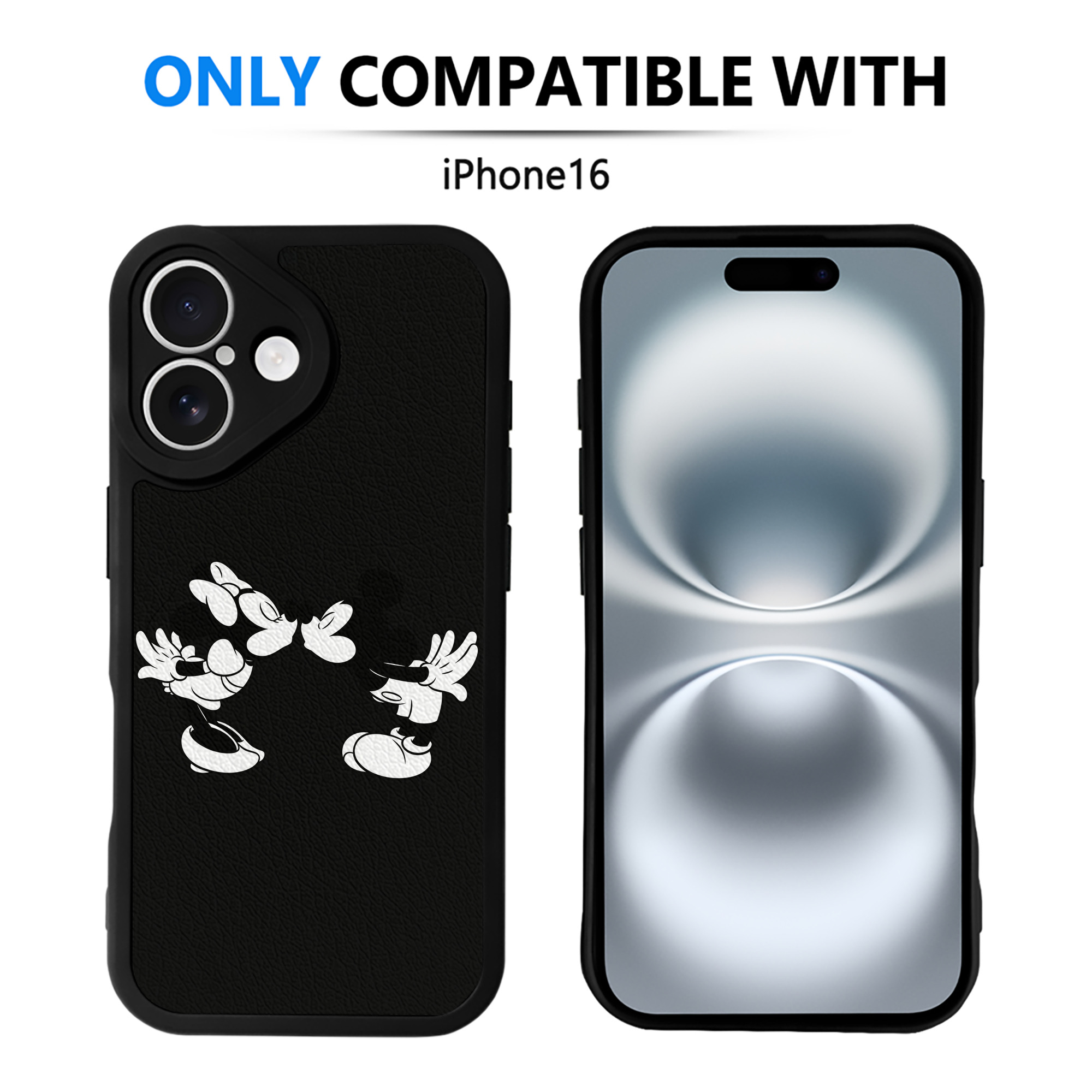 （画像用） ミッキーマウス Mickey Mouse 【iPhone 16シリーズ対応】シリコンスマホケース（レザー調） 材質：シリコン